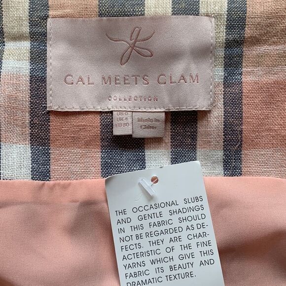 GAL MEETS GLAM linen blend plaid square neck button front fit & flare dress - Picture 6 of 11